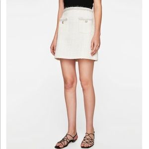 Zara tweed cream white skirt xs